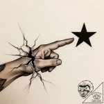 Broken compass needle pointing to a black sta… – style Flux Inscriptions – tattoo sketch (15.11.2025 10:47)