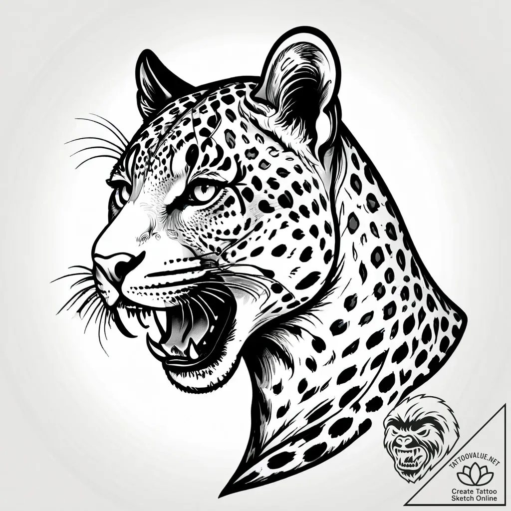 Leopard shadow stalking stars, tattoo flash s... - style Jagger Old - tattoo sketch (15.11.2025 11:17)