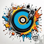 Tattoo sketch, vinyl record spinning with col… – style Jaeger Simple – tattoo sketch (15.11.2025 11:37)