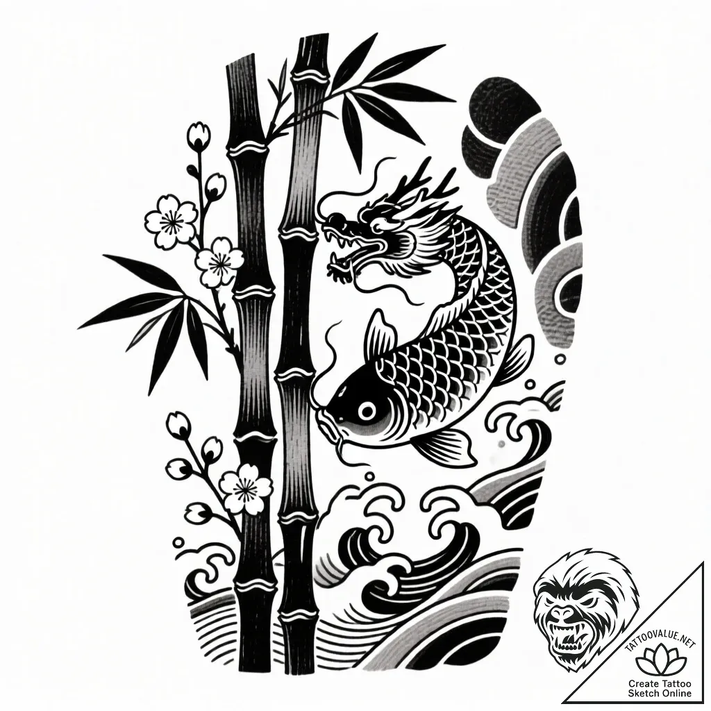 A detailed bamboo mat, woven,, ink illustrati... - style Flux Inscriptions - tattoo sketch (15.11.2025 12:47)