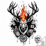 Apocalyptic stag with flaming hooves, ink ill… – style Jaeger Mini – tattoo sketch (15.11.2025 13:06)