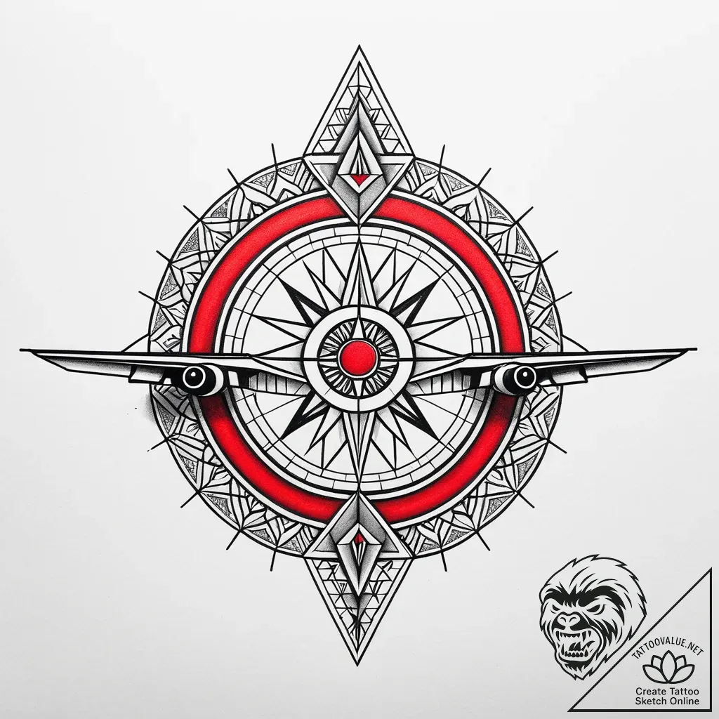 Airplane, tattoo line art, minimalist approac... - style Jaeger Simple - tattoo sketch (15.11.2025 13:37)