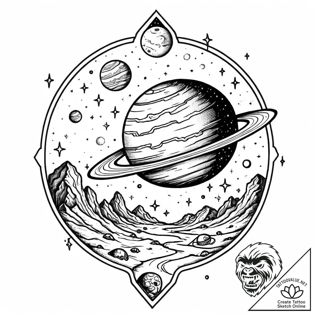 Tattoo sketch, jim standing on planet surface... - style Jaeger Mini - tattoo sketch (15.11.2025 13:46)