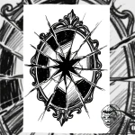 A detailed broken mirror maze, disorienting,,… – style Flux Inscriptions – tattoo sketch (15.11.2025 14:07)