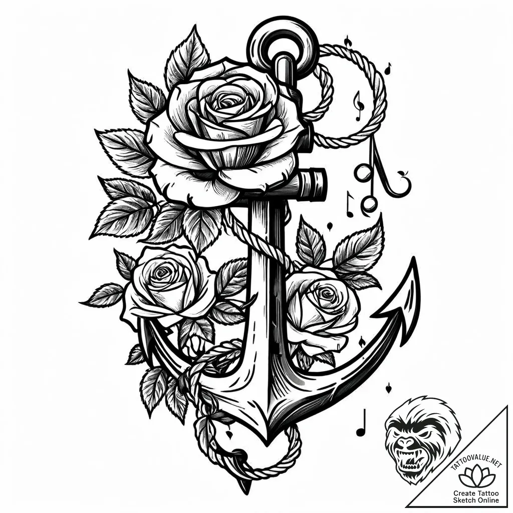 Tat tattoo sketch, anchor wrapped in roses an... - style Jaeger Mini - tattoo sketch (15.11.2025 15:47)