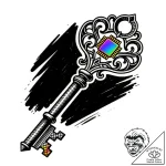 Filigree key made from recycled, compressed m… – style Flux Inscriptions – tattoo sketch (15.11.2025 16:07)