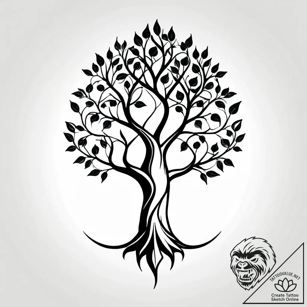 Fractured blade within spectral tree, tattoo... - style Jagger Old - tattoo sketch (15.11.2025 16:36)