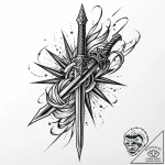 Iron dagger beneath spectral storm, tattoo dr… – style Jaeger Mini – tattoo sketch (15.11.2025 17:42)