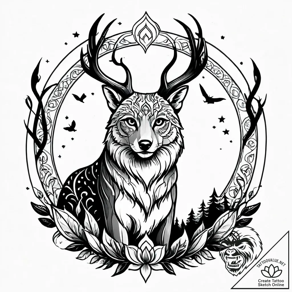 Tattoo sketch, antonio with forest spirits ci... - style Jagger Old - tattoo sketch (15.11.2025 17:46)