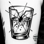 A detailed broken glass of water, shattered,,… – style Flux Inscriptions – tattoo sketch (15.11.2025 17:57)