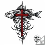 Fish skeleton, tattoo line art, aesthetically… – style Jaeger Mini – tattoo sketch (15.11.2025 18:16)