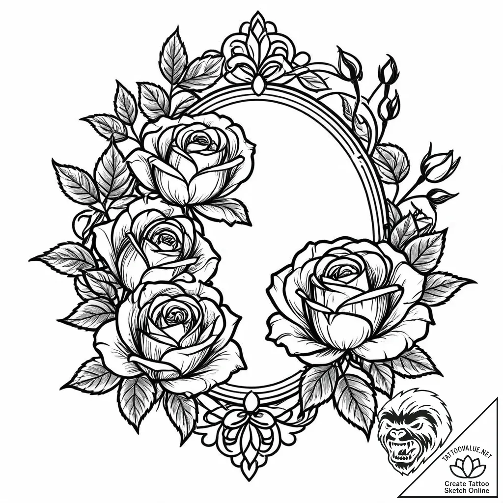 Tat tattoo sketch, romantic silhouette framed... - style Jaeger Mini - tattoo sketch (15.11.2025 18:57)