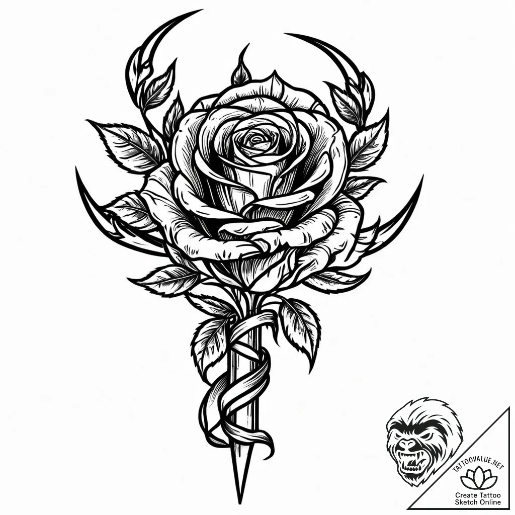 Engraved talon clutching rose, concept art fo... - style Jaeger Mini - tattoo sketch (15.11.2025 20:17)