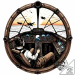 Tattoo sketch, pilot cockpit view with detail… – style Jaeger Mini – tattoo sketch (15.11.2025 20:56)