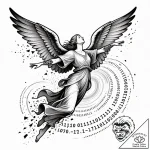 Angelic figure disintegrating into a swarm of… – style Flux Inscriptions – tattoo sketch (15.11.2025 21:17)