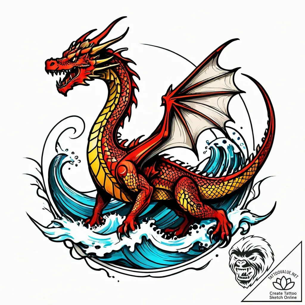 Tat tattoo sketch, colossal red sea dragon wr... - style Jagger Old - tattoo sketch (15.11.2025 22:27)