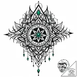 Emerald crown submerged in roots, tattoo flas… – style Jaeger Mini – tattoo sketch (15.11.2025 23:41)