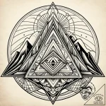 Mountain split by lightning, tattoo line art,… – style Jaeger Simple – tattoo sketch (16.11.2025 00:37)