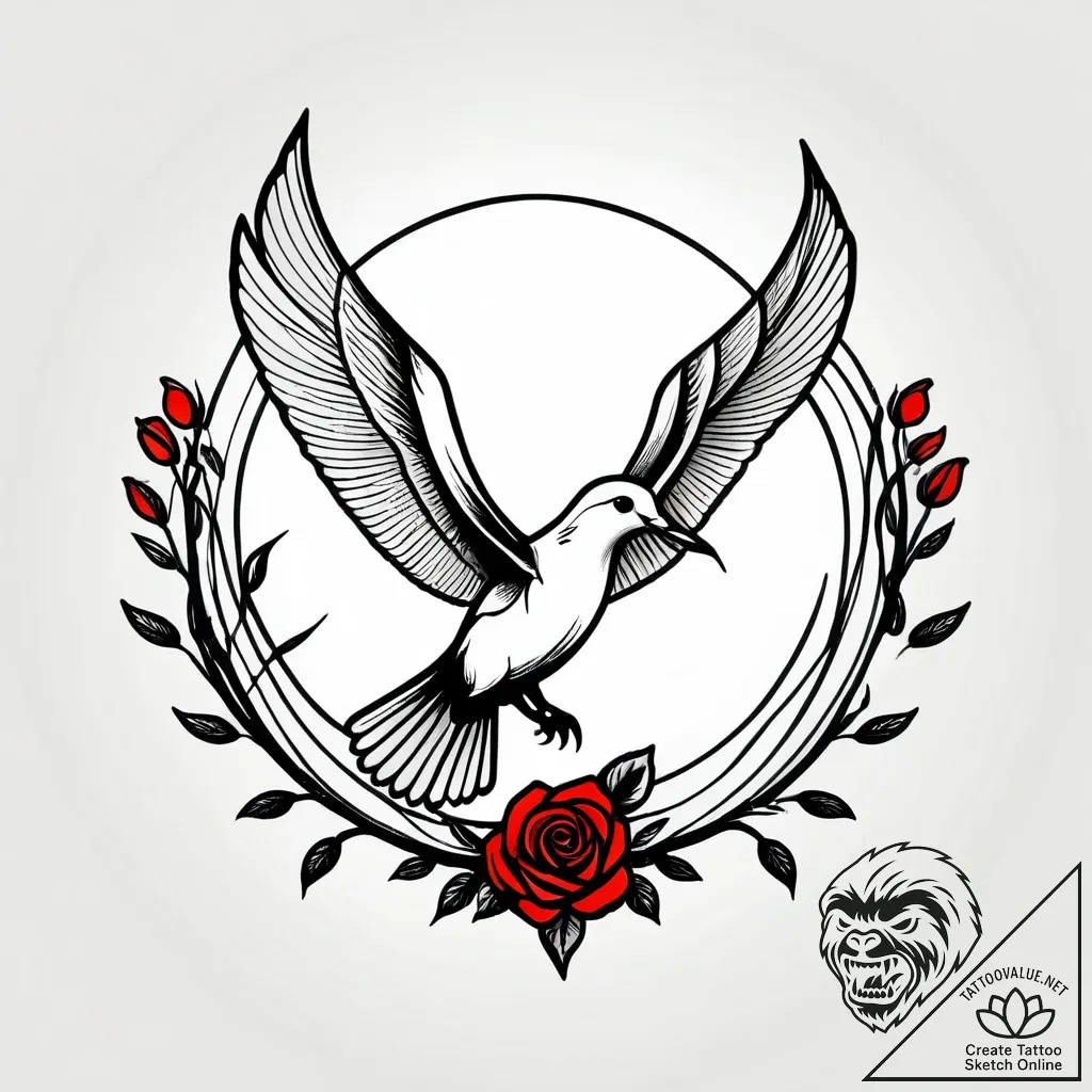 Tattoo sketch a lone dove carrying an olive b... - style Jagger Old - tattoo sketch (16.11.2025 01:06)