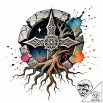 Night roots breaking ancient seal, tattoo ske… – style Flux Inscriptions – tattoo sketch (16.11.2025 01:12)