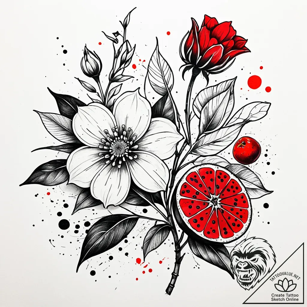 Tattoo design a blossoming flower turning int... - style Jaeger Simple - tattoo sketch (16.11.2025 01:17)