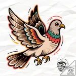 голубь, artistic tattoo sketch, sepia tone sk… – style Flux Inscriptions – tattoo sketch (16.11.2025 01:32)