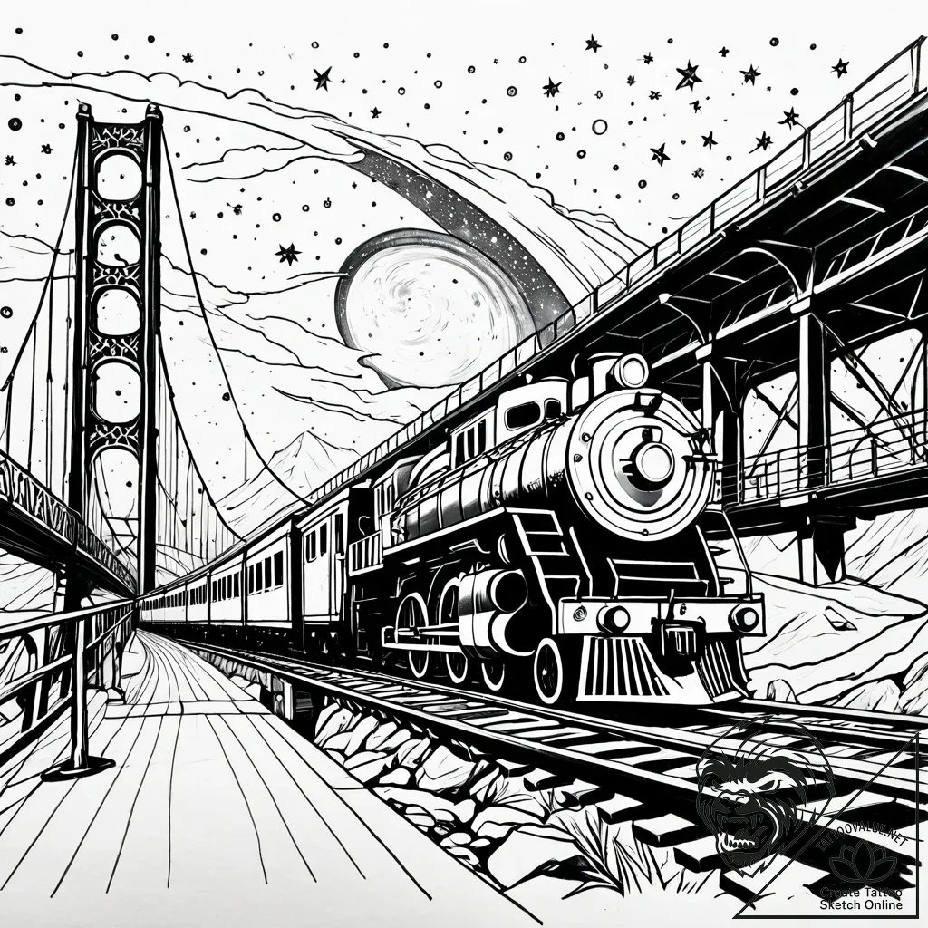 Tattoo sketch, polar express train crossing b... - style Jaeger Simple - tattoo sketch (16.11.2025 01:37)