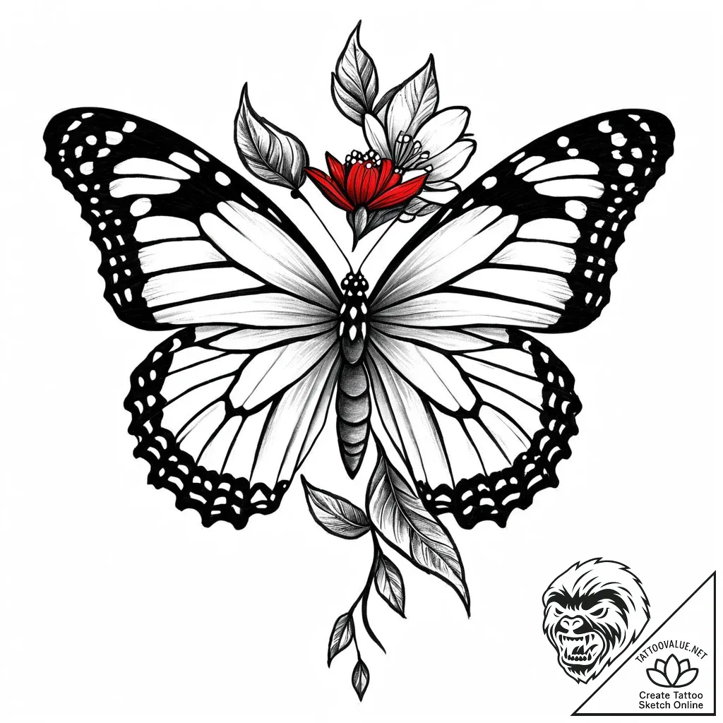 Tattoo sketch, delicate butterfly perched on... - style Jaeger Mini - tattoo sketch (16.11.2025 01:42)