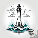 A solitary lighthouse being battered by storm… – style Jagger Old – tattoo sketch (16.11.2025 01:47)