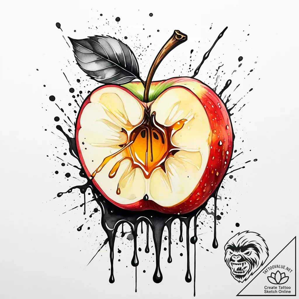 Apple sliced with dripping honey, artistic ta... - style Jaeger Simple - tattoo sketch (16.11.2025 01:57)