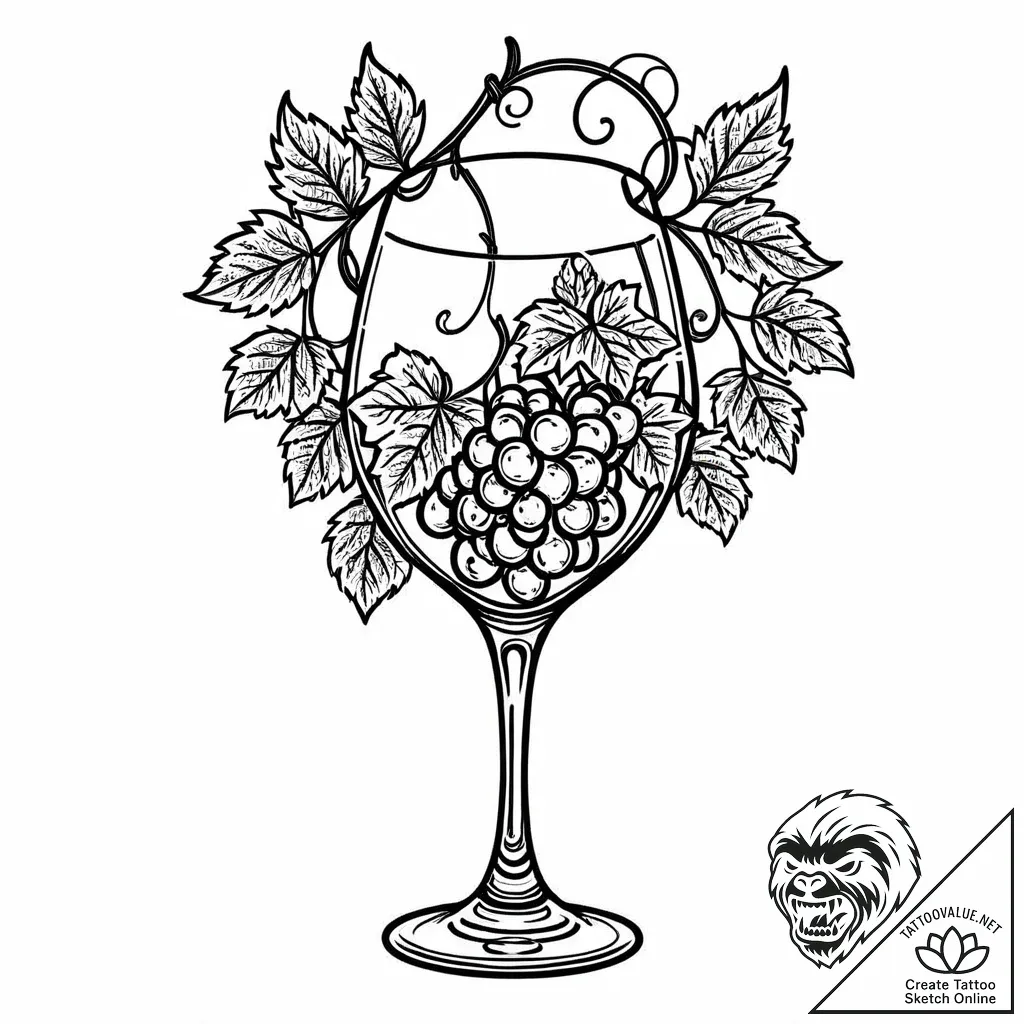 Tat tattoo sketch, sommelier holding wine gla... - style Jaeger Mini - tattoo sketch (16.11.2025 02:02)
