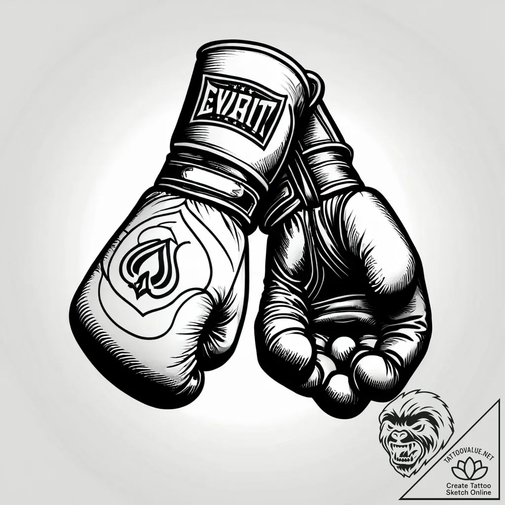 Tattoo design a pair of well-worn boxing glov... - style Jagger Old - tattoo sketch (16.11.2025 02:06)