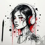 Tat tattoo sketch, emo youth with headphones… – style Jaeger Simple – tattoo sketch (16.11.2025 02:57)