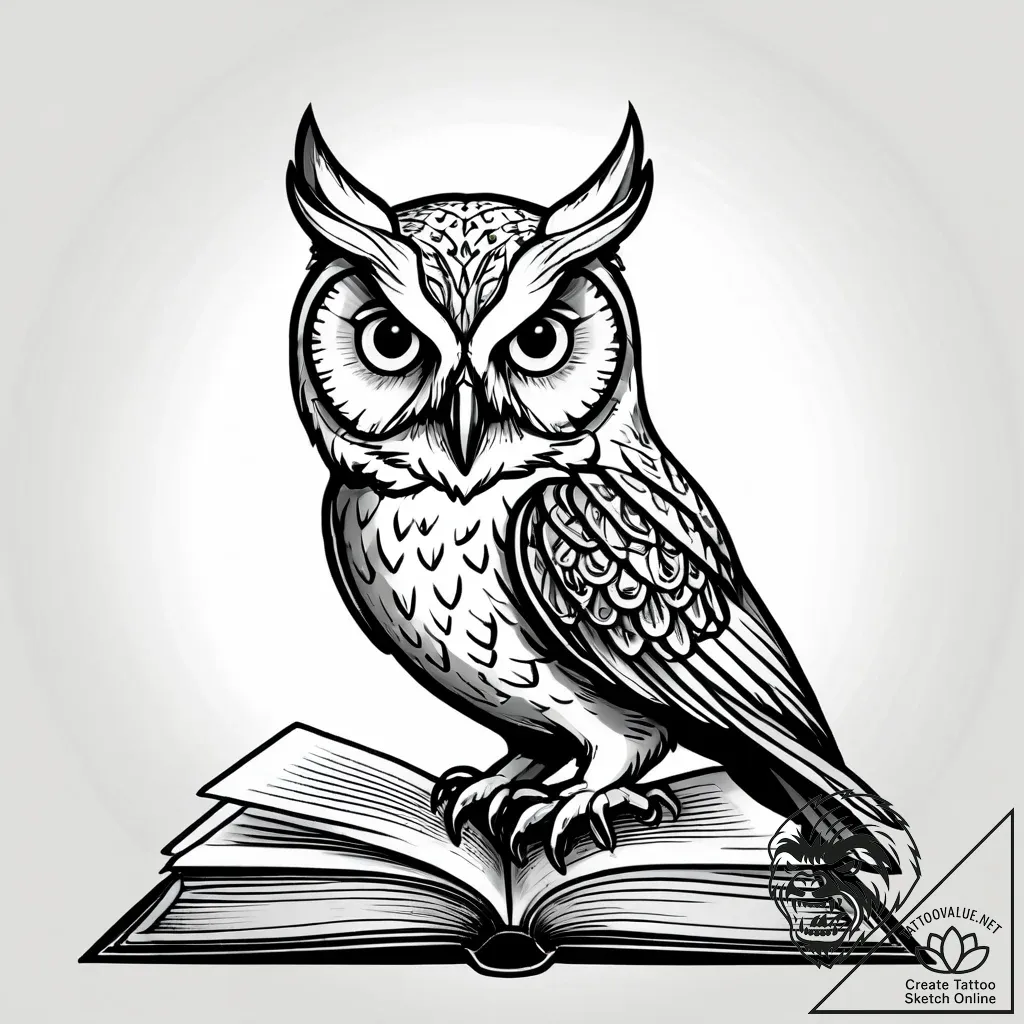 Tattoo sketch, owl with glowing eyes perched... - style Jagger Old - tattoo sketch (16.11.2025 03:06)