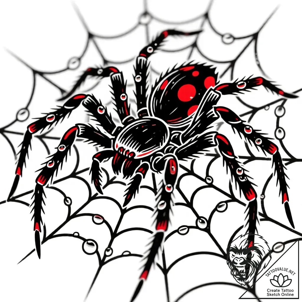 A close-up of a spider weaving its intricate... - style Flux Inscriptions - tattoo sketch (16.11.2025 03:12)