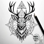 Tattoo sketch, slender deer silhouette with t… – style Jaeger Simple – tattoo sketch (16.11.2025 03:17)