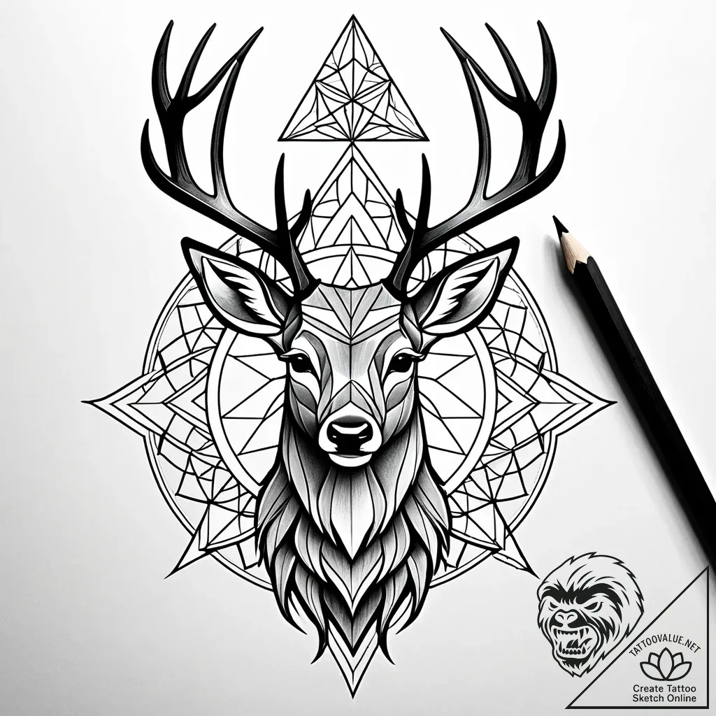 Tattoo sketch, slender deer silhouette with t... - style Jaeger Simple - tattoo sketch (16.11.2025 03:17)