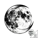 Astronaut sitting on crescent moon, artistic… – style Flux Inscriptions – tattoo sketch (16.11.2025 03:32)