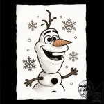 Tattoo sketch, olaf with snowflakes floating,… – style Flux Inscriptions – tattoo sketch (16.11.2025 04:12)