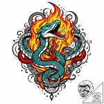 Hidden serpent devouring celestial flame, tat… – style Jaeger Mini – tattoo sketch (16.11.2025 04:21)