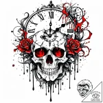 Tat tattoo sketch, skull clock with spiral me… – style Jaeger Mini – tattoo sketch (16.11.2025 05:02)