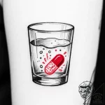 A shot of a glass of water, with a fizzing an… – style Flux Inscriptions – tattoo sketch (16.11.2025 05:12)