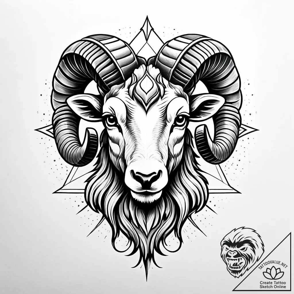 Tattoo sketch an aries ram's head, drawn with... - style Jaeger Simple - tattoo sketch (16.11.2025 05:17)