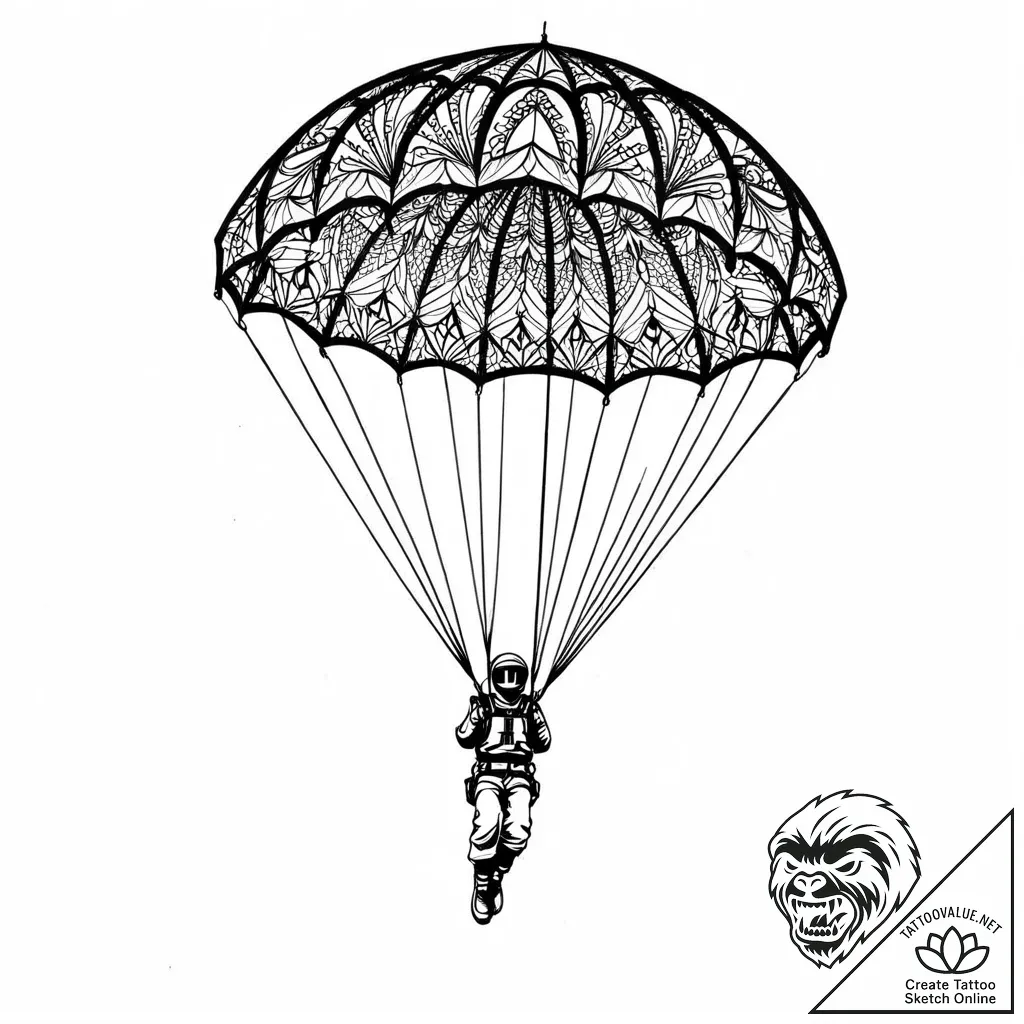 Tat tattoo sketch, parachutist’s silhouette d... - style Jaeger Mini - tattoo sketch (16.11.2025 05:41)