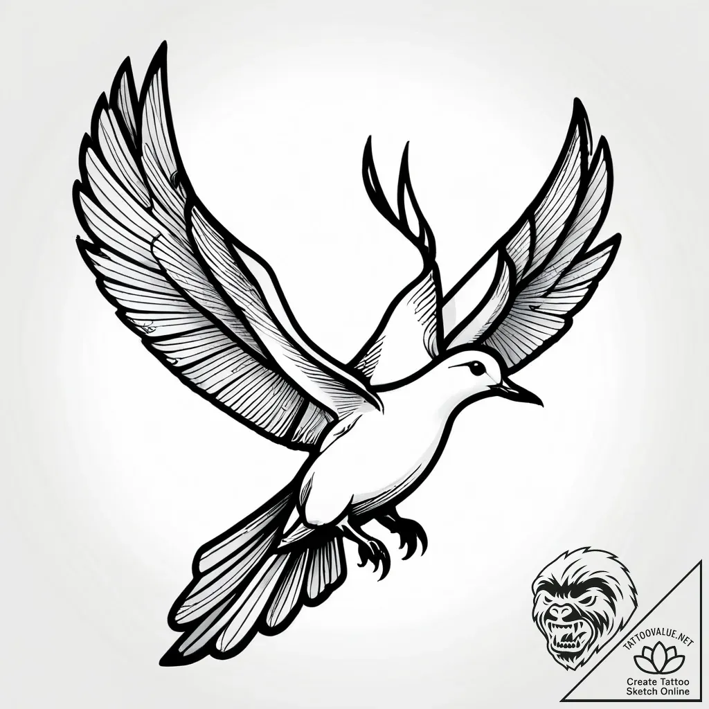 Tattoo design a pair of doves in flight, symb... - style Jagger Old - tattoo sketch (16.11.2025 06:07)
