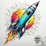 ракета, tattoo sketch design, on a clean whit… – style Jaeger Simple – tattoo sketch (16.11.2025 06:17)