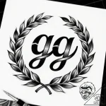 Tattoo design ‘gg’ surrounded by a winner’s w… – style Flux Inscriptions – tattoo sketch (16.11.2025 06:32)
