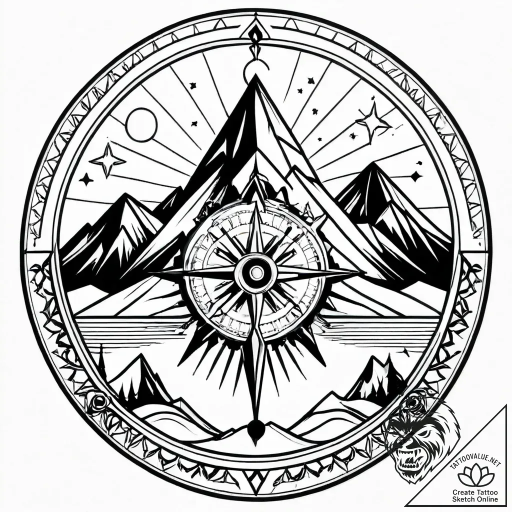 Tat tattoo sketch, traveler’s compass entwine... - style Jagger Old - tattoo sketch (16.11.2025 06:46)