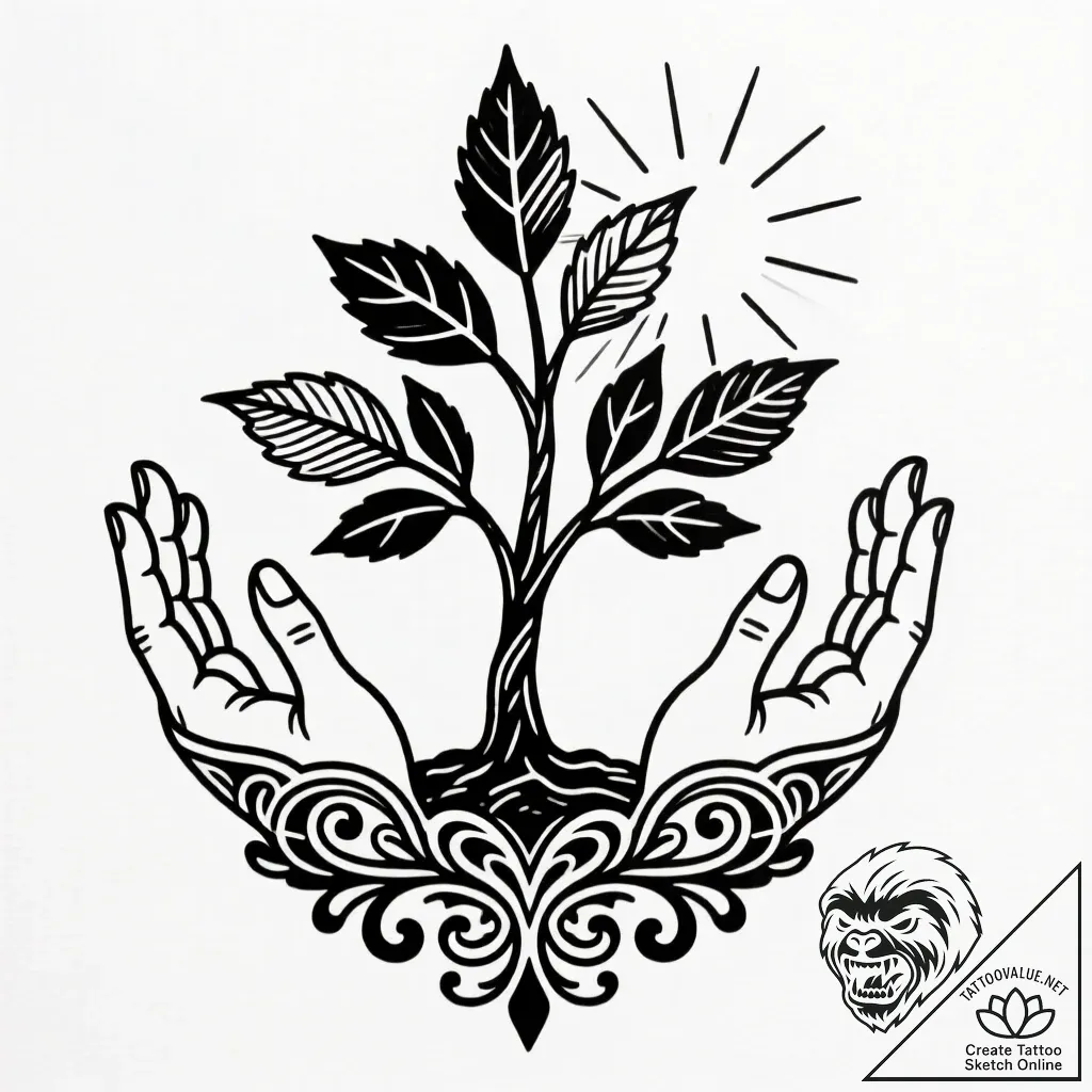 Tat tattoo sketch, volunteer hands planting s... - style Flux Inscriptions - tattoo sketch (16.11.2025 06:52)