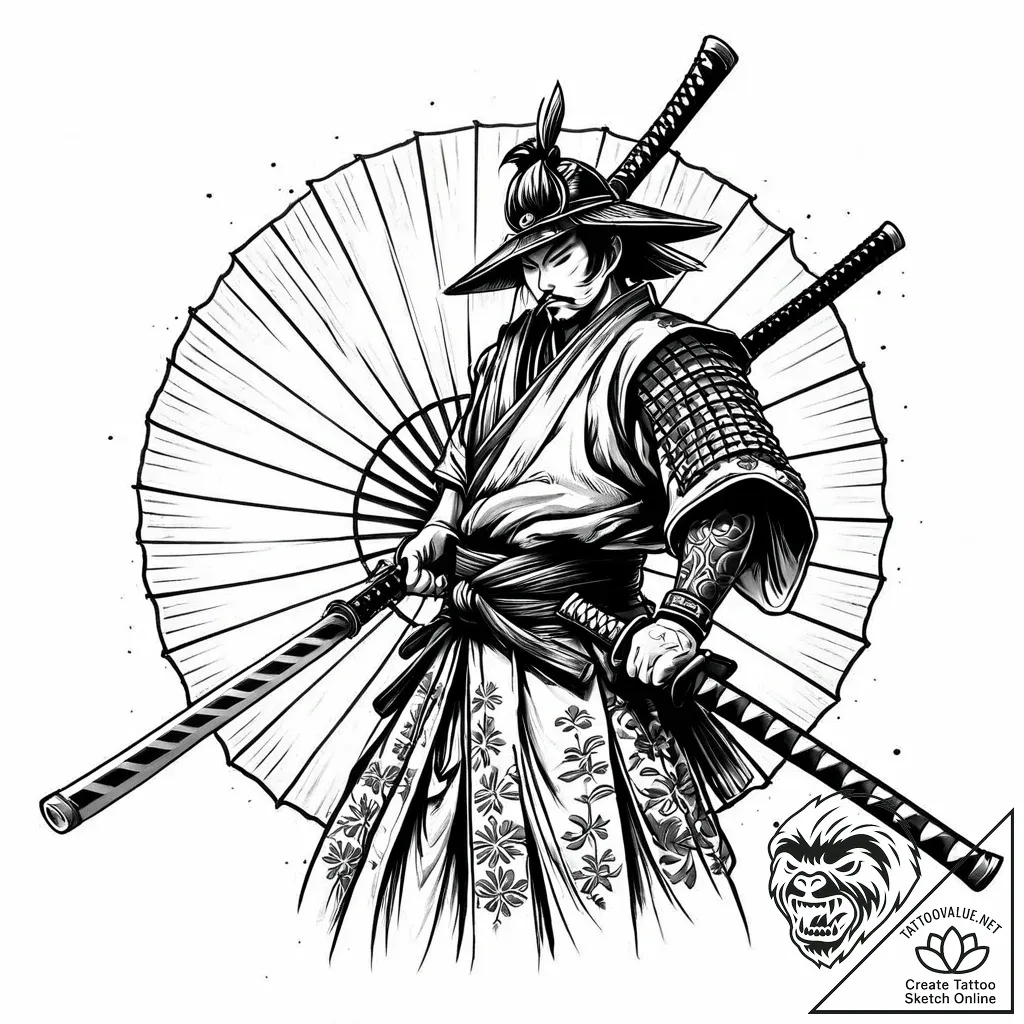 Tattoo design a samurai's traditional fan wit... - style Jaeger Mini - tattoo sketch (16.11.2025 07:01)